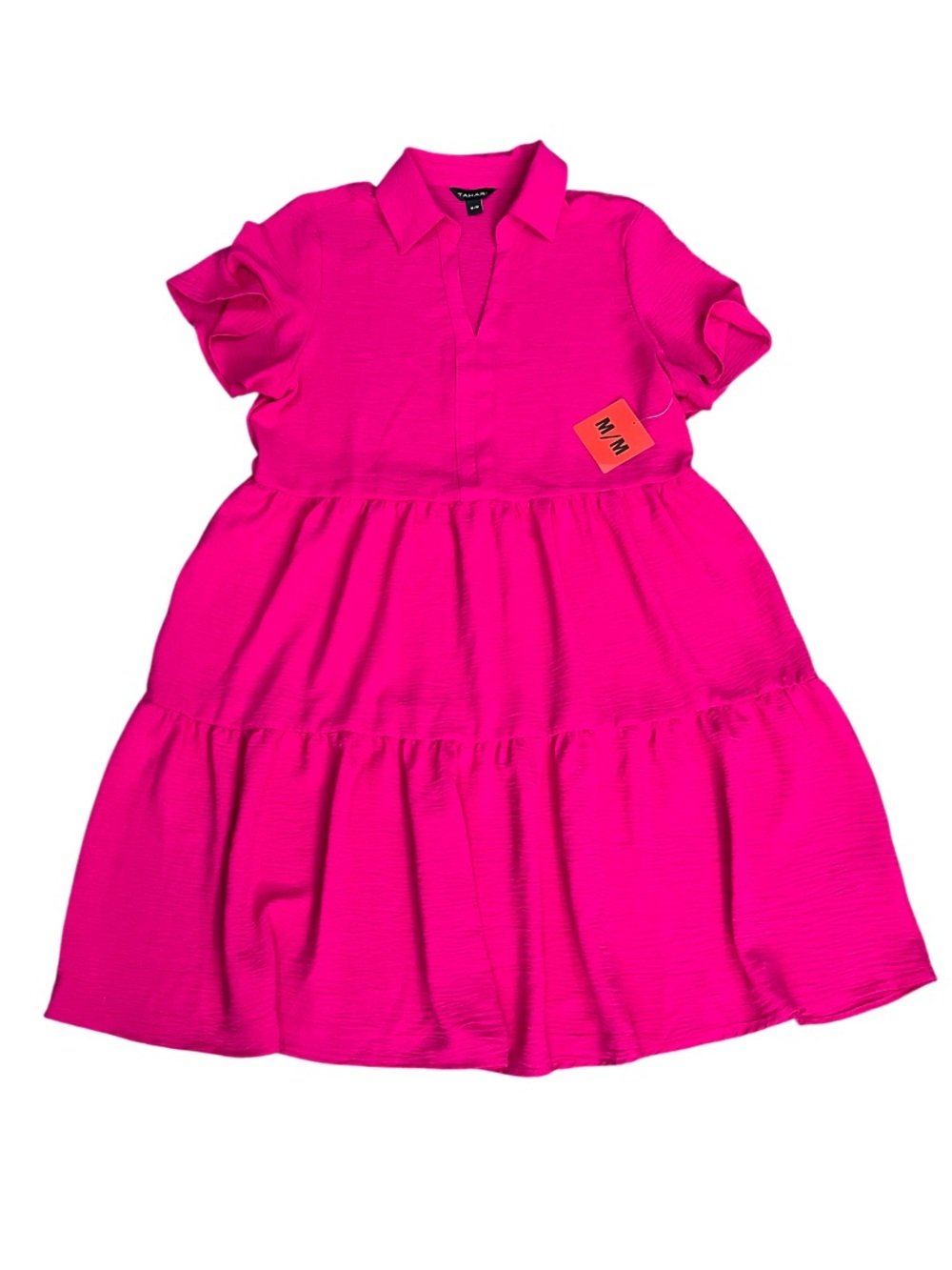 Tahari Tiered Summer Dress Pink Size Medium